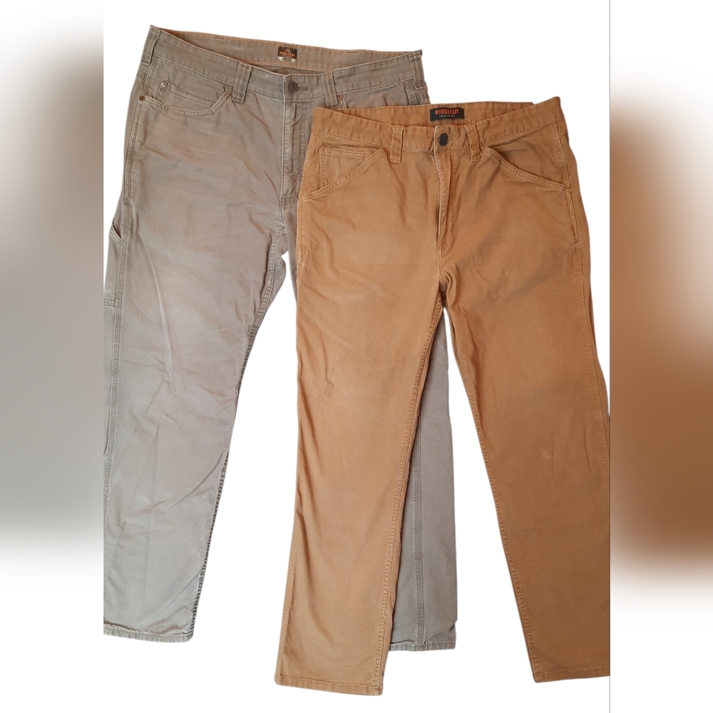 Ridgecut Pants Mens 38x32 Tan Gray Straight Leg Carpenter Outdoor Streetwear
